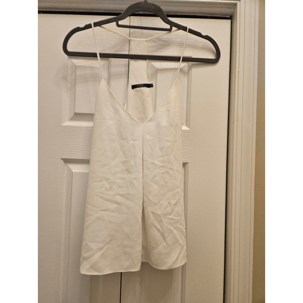 Polo Ralph Lauren Cream Ivory V-Neck T-Back Racerback Camisole Tank Top Small